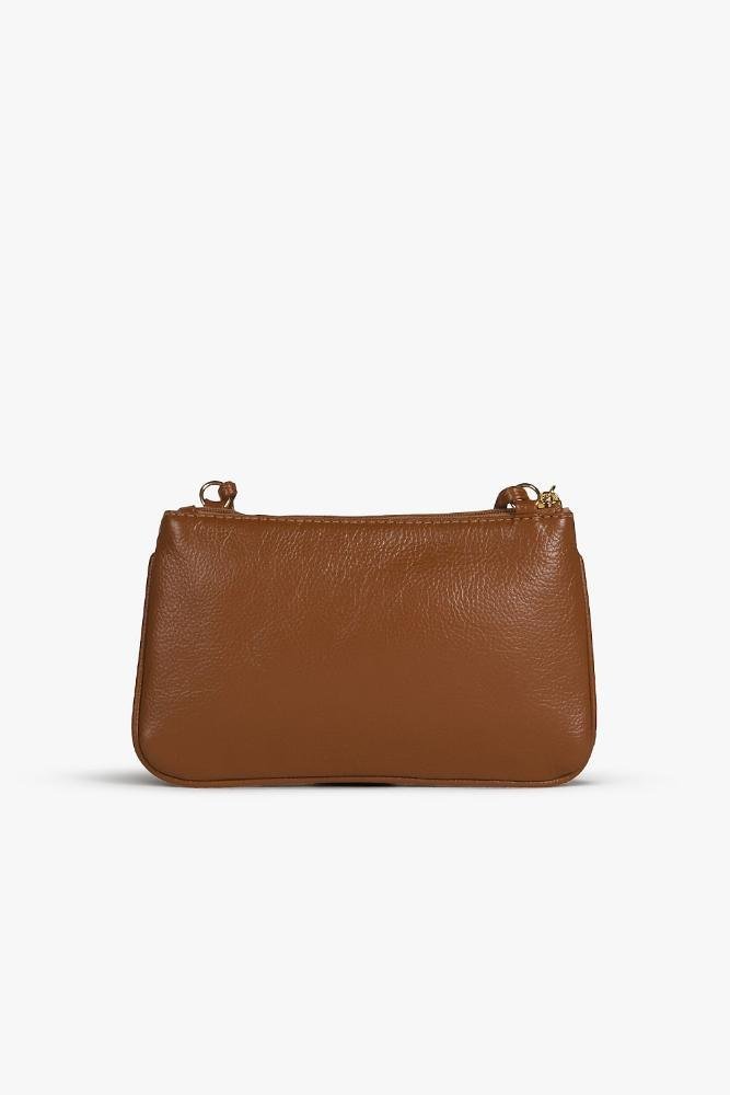 Bolsa Pequena Transversal Feminina Classe Canvas Caramelo 2