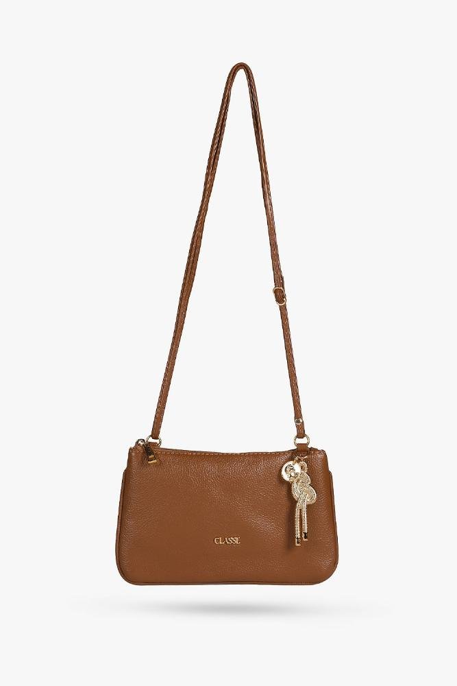Bolsa Pequena Transversal Feminina Classe Canvas Caramelo 3