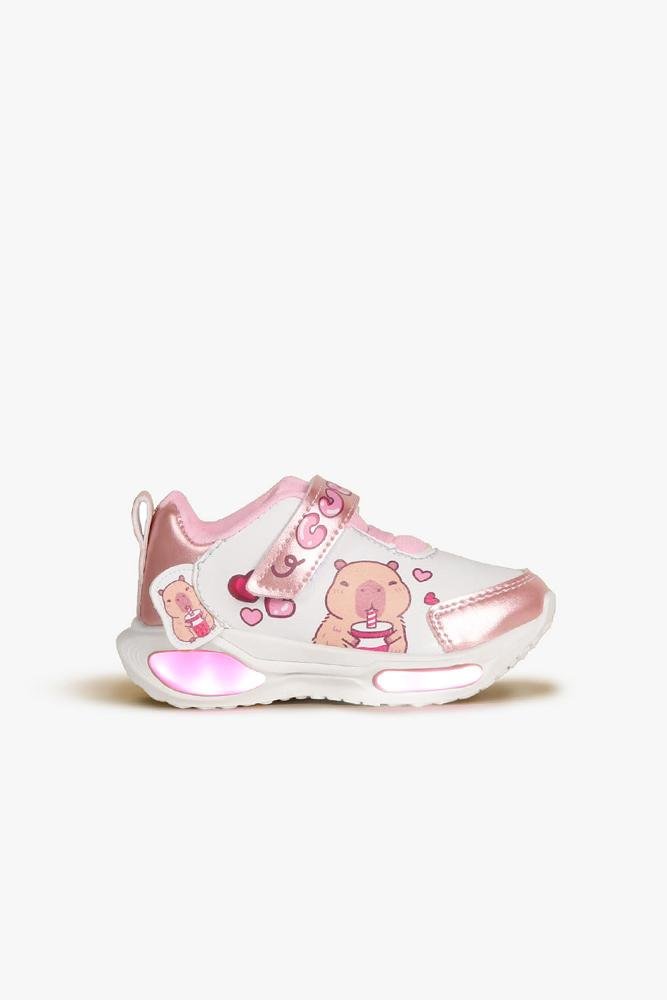Tênis Casual Infantil Mini Pé Capivara Branco/Rosa 2