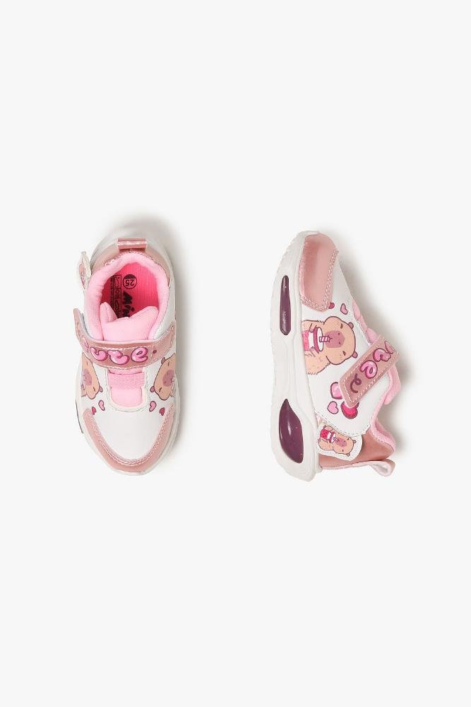 Tênis Casual Infantil Mini Pé Capivara Branco/Rosa 3