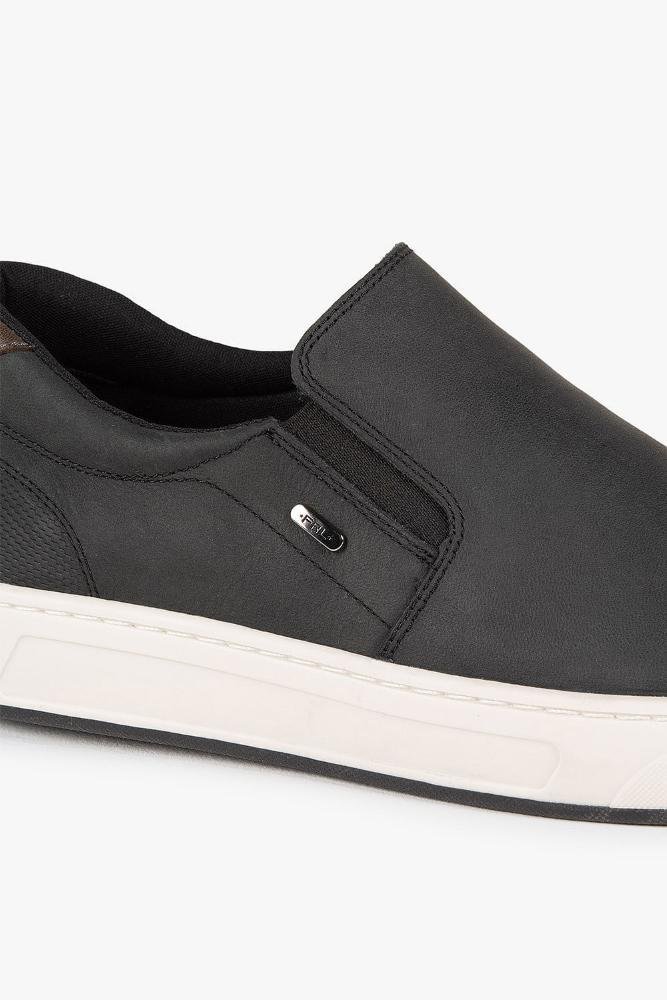 Sapatênis Masculino Ferricelli Couro Slip On Preto 2