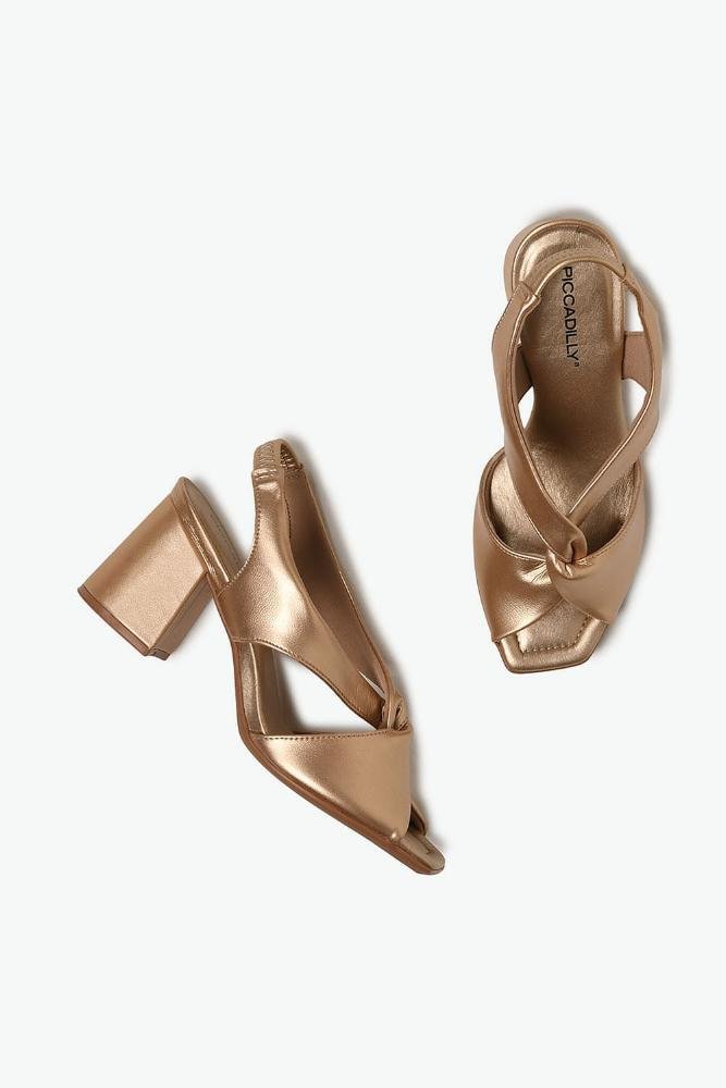 Conforto Feminino Salto Alto Piccadilly Georgine Dourado 3