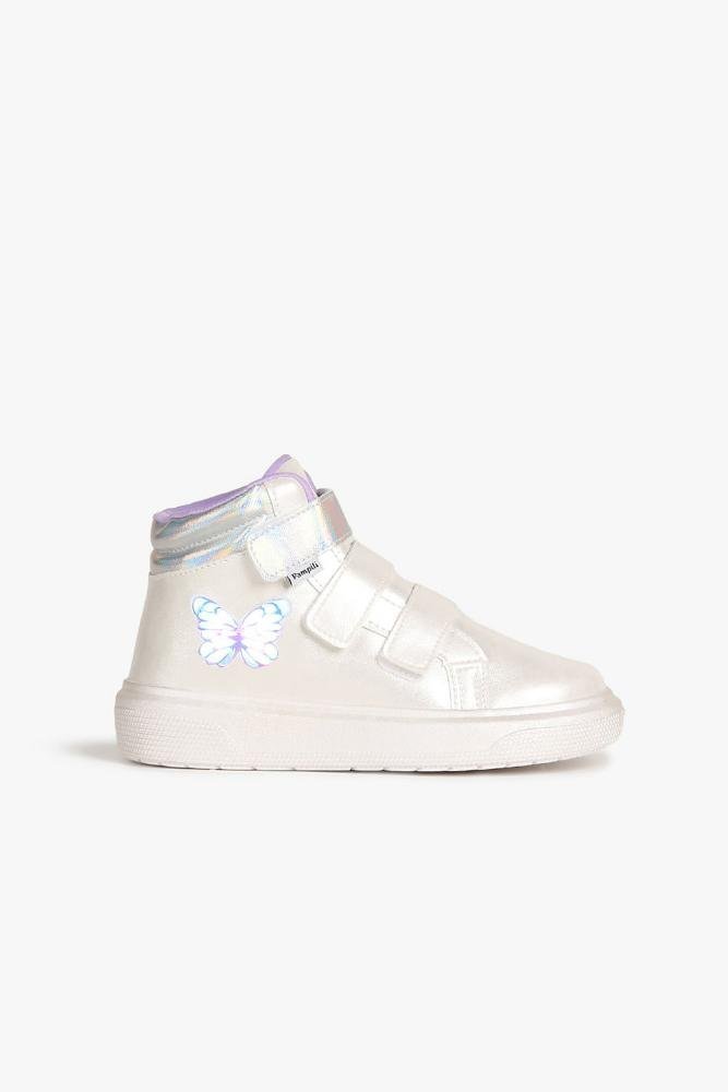 Tênis Infantil Cano Alto Pampili Butterfly de Led Branco 2