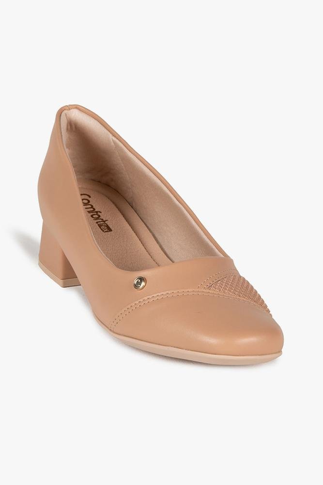Conforto Feminino Salto Médio Comfortflex Julietta Bege 4