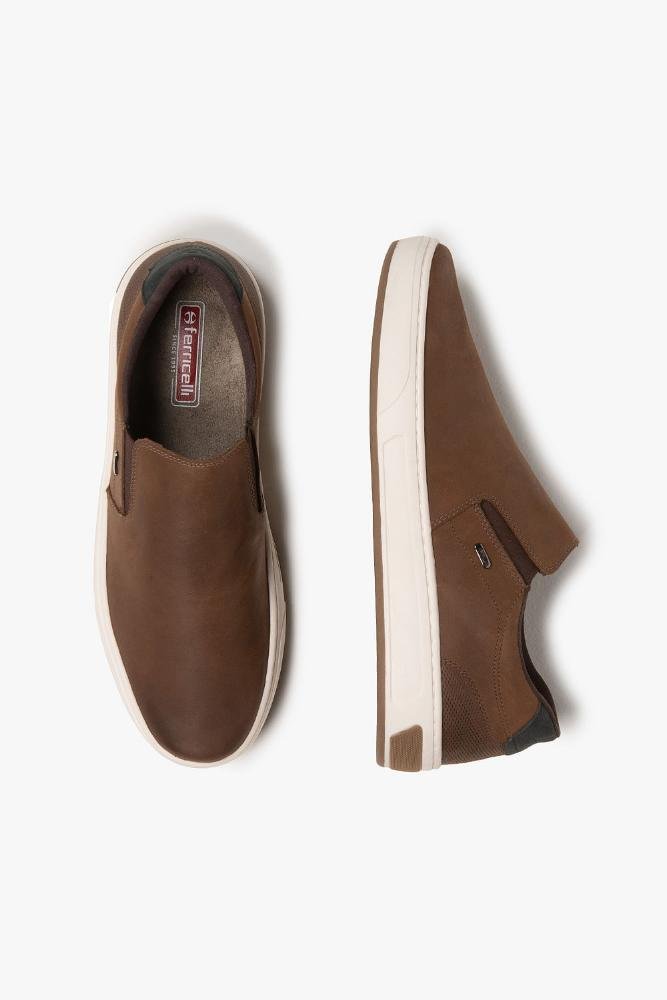 Sapatênis Masculino Ferricelli Couro Slip On Marrom 3