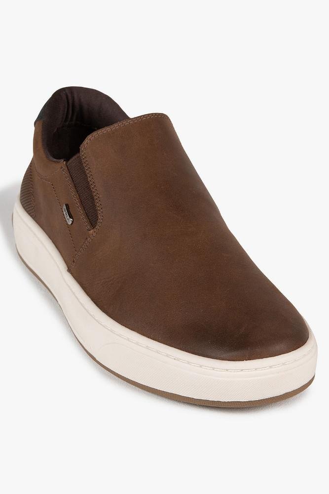 Sapatênis Masculino Ferricelli Couro Slip On Marrom 4