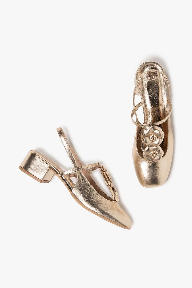 Sapato Feminino De Boneca Mundial Geize Dourado 3