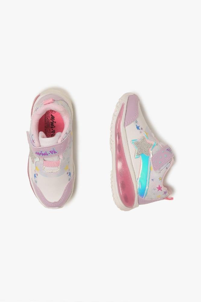 Tênis Infantil Mini Pé Led Estrelinha Branco/Rosa 4