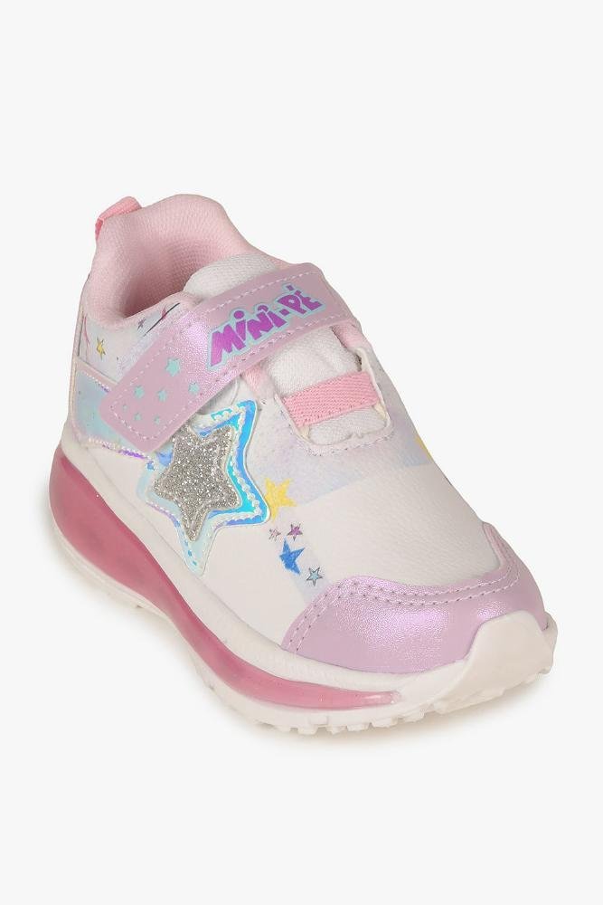 Tênis Infantil Mini Pé Led Estrelinha Branco/Rosa 5
