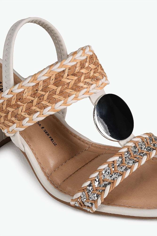 Sandália Feminina Salto Alto Tania Off White/Bege 2