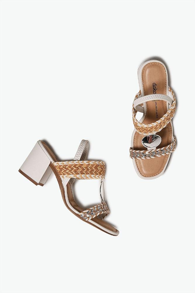 Sandália Feminina Salto Alto Tania Off White/Bege 3