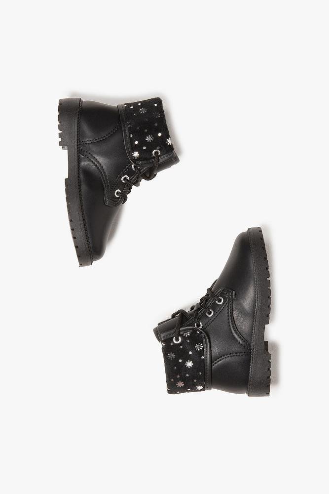 Bota Baby Infantil Coturno Cano Curto Molekinha Glow Preto 3