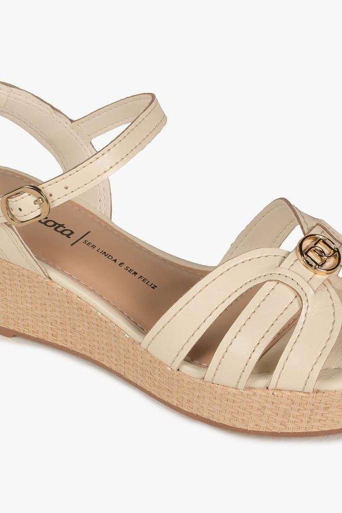 Sandália Feminina Anabela Dakota Fleur Off White 3