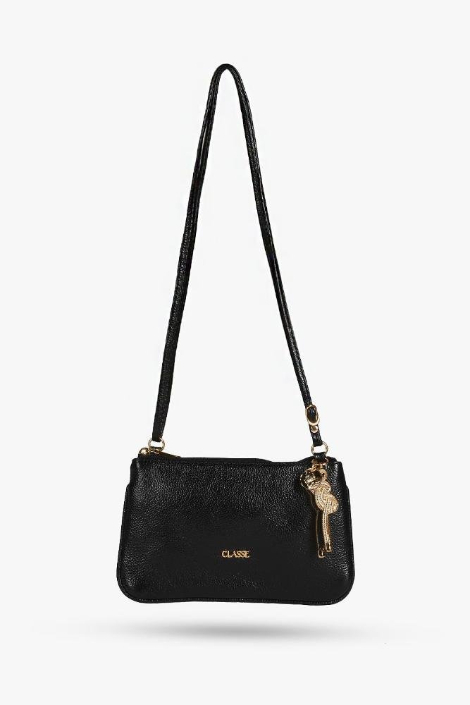 Bolsa Pequena Transversal Feminina Classe Canvas Preto 2