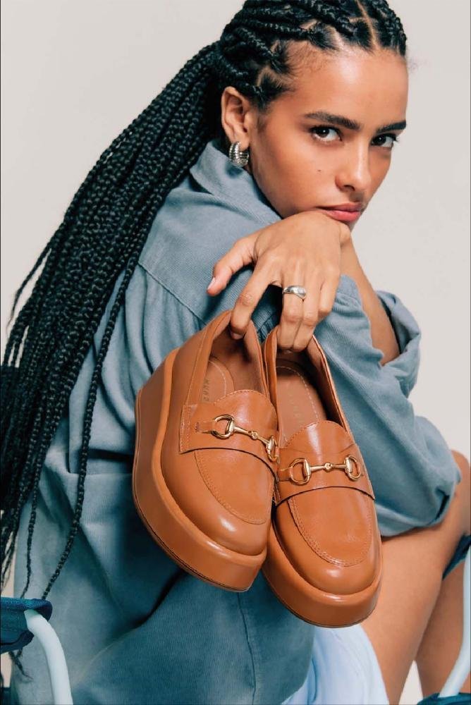 Mocassim Feminino Plataforma Loafer Mundial Stefania Caramelo 2