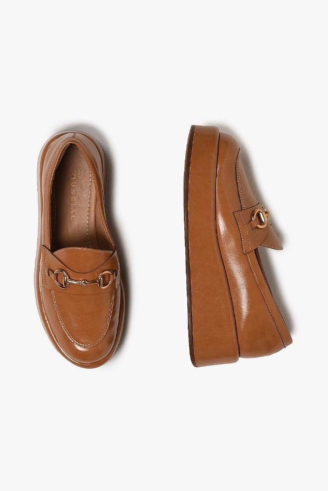Mocassim Feminino Plataforma Loafer Mundial Stefania Caramelo 4