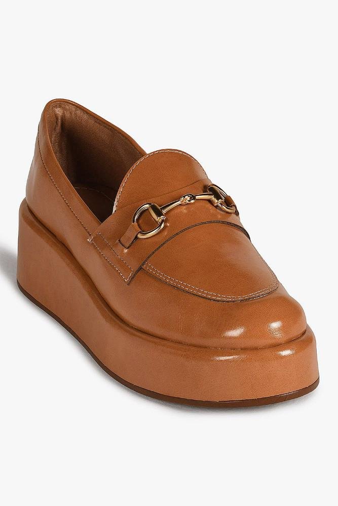 Mocassim Feminino Plataforma Loafer Mundial Stefania Caramelo 5