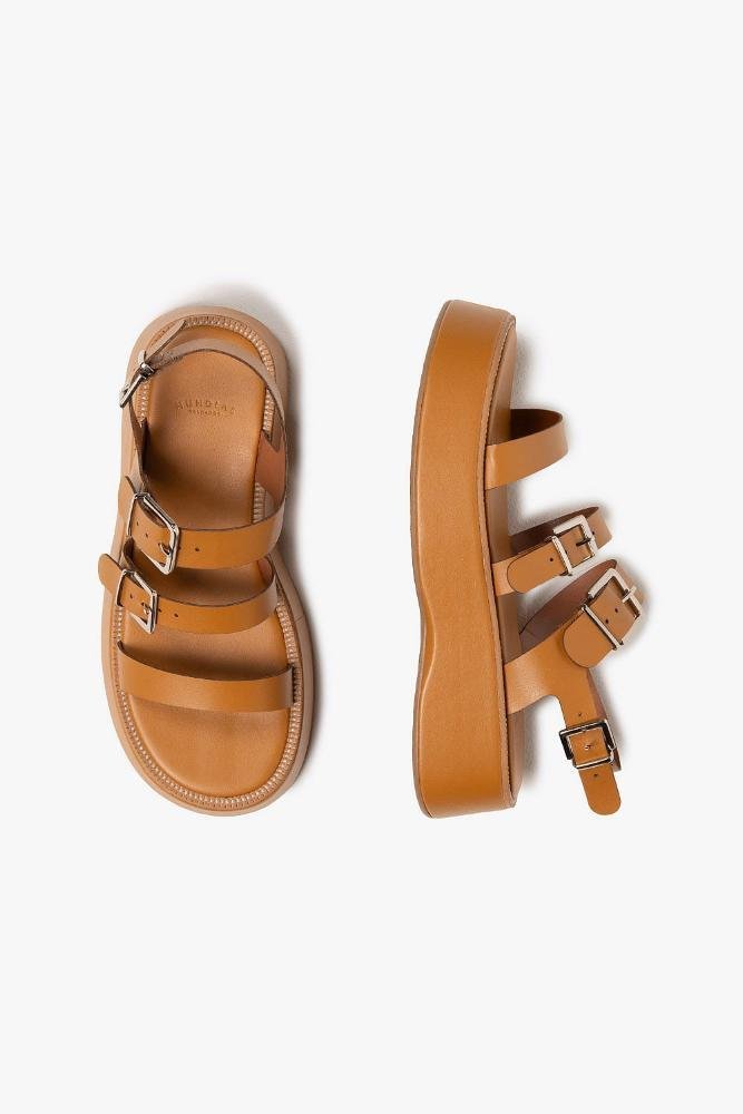 Sandália Feminina Flatform Mundial Skylar Caramelo 3