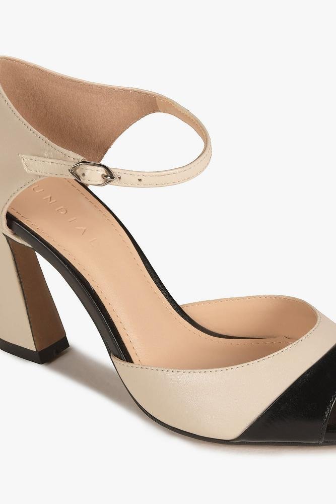 Sandália Feminina Salto Alto Mundial Brunna Off White/Preto 2