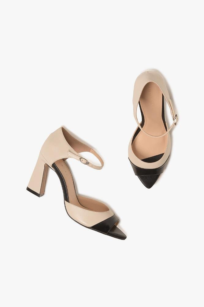 Sandália Feminina Salto Alto Mundial Brunna Off White/Preto 3