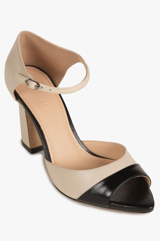 Sandália Feminina Salto Alto Mundial Brunna Off White/Preto 4