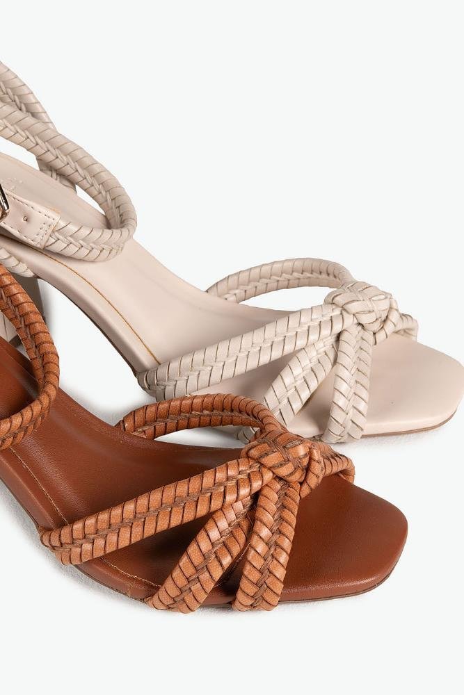 Sandália Feminina Salto Alto Mundial Tina Off White 3