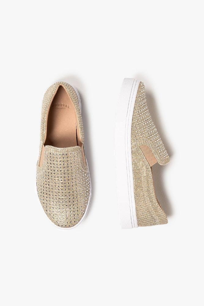 Tênis Feminino Slip On Mundial Eliege Dourado 3