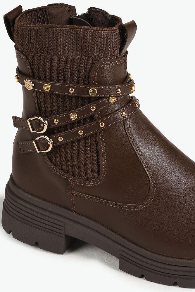 Bota Infantil Cano Médio Pink Cats Bella Marrom 2