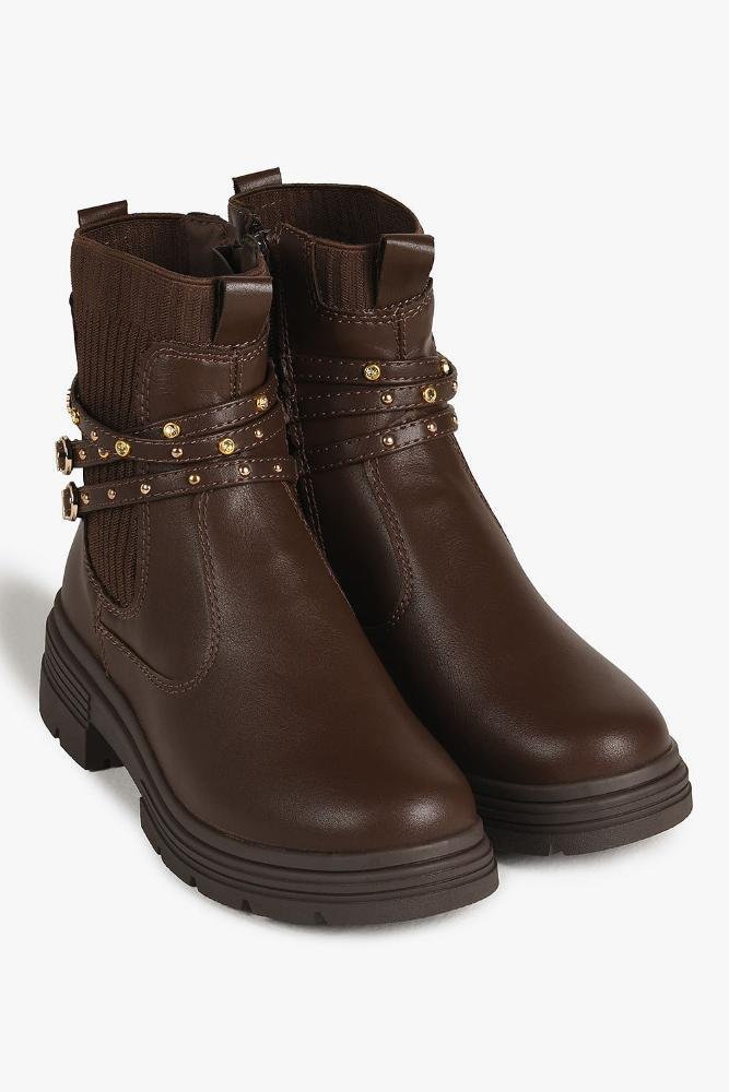 Bota Infantil Cano Médio Pink Cats Bella Marrom 4
