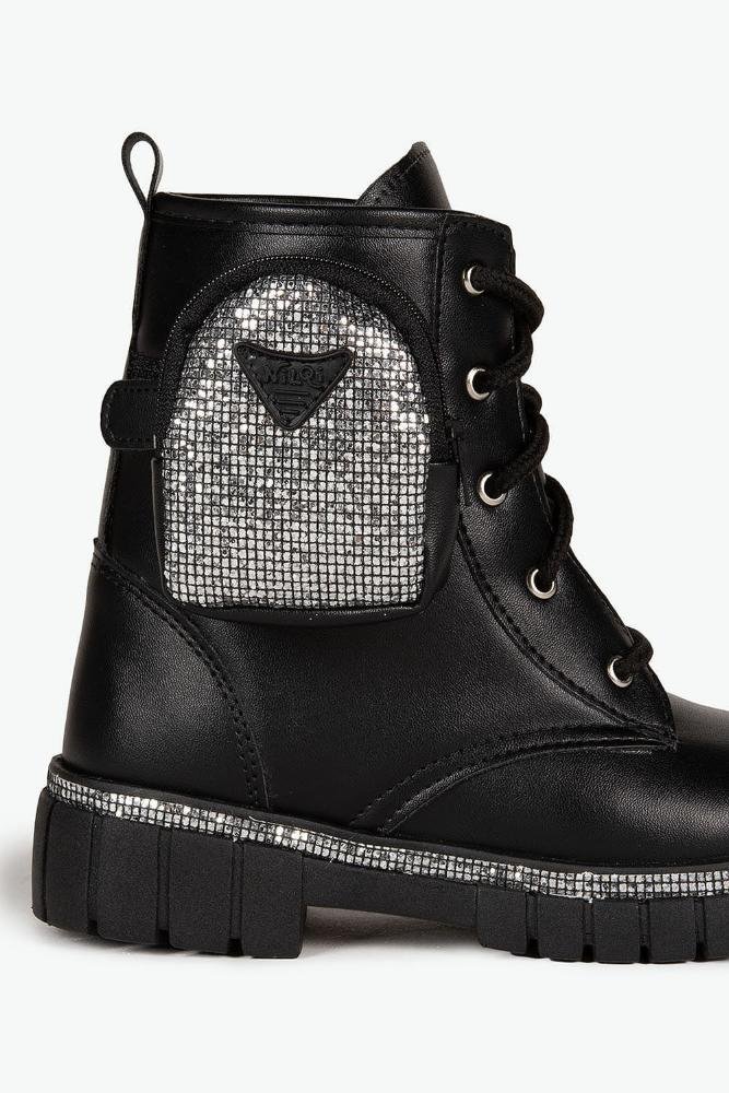 Bota Infantil Coturno Cano Curto Nilqi Gih Preto 2