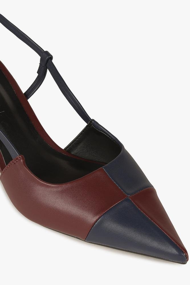 Scarpin Feminino Slingback Mundial Julieta Marrom/Azul 2