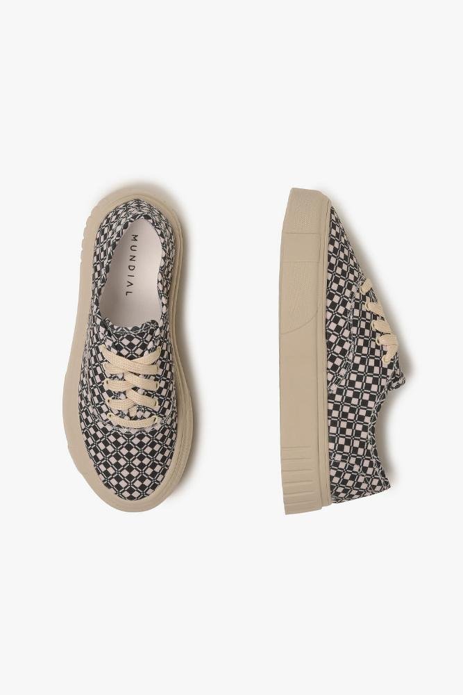 Tênis Feminino Plataforma Mundial Danielle Off White/Preto 3