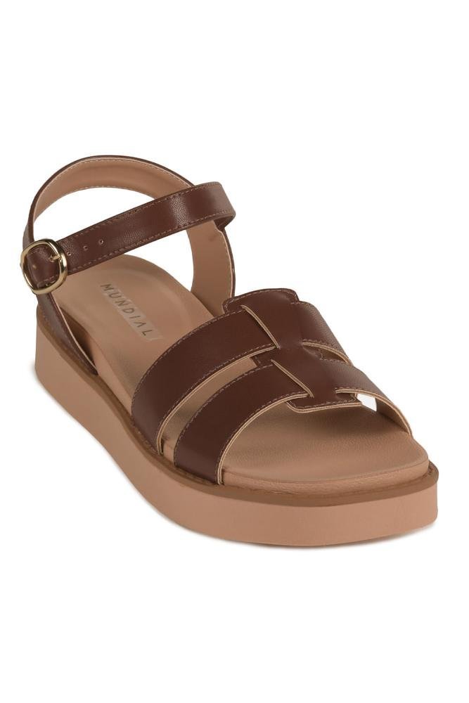 Sandália Feminina Flatform Mundial Raveny Café 4