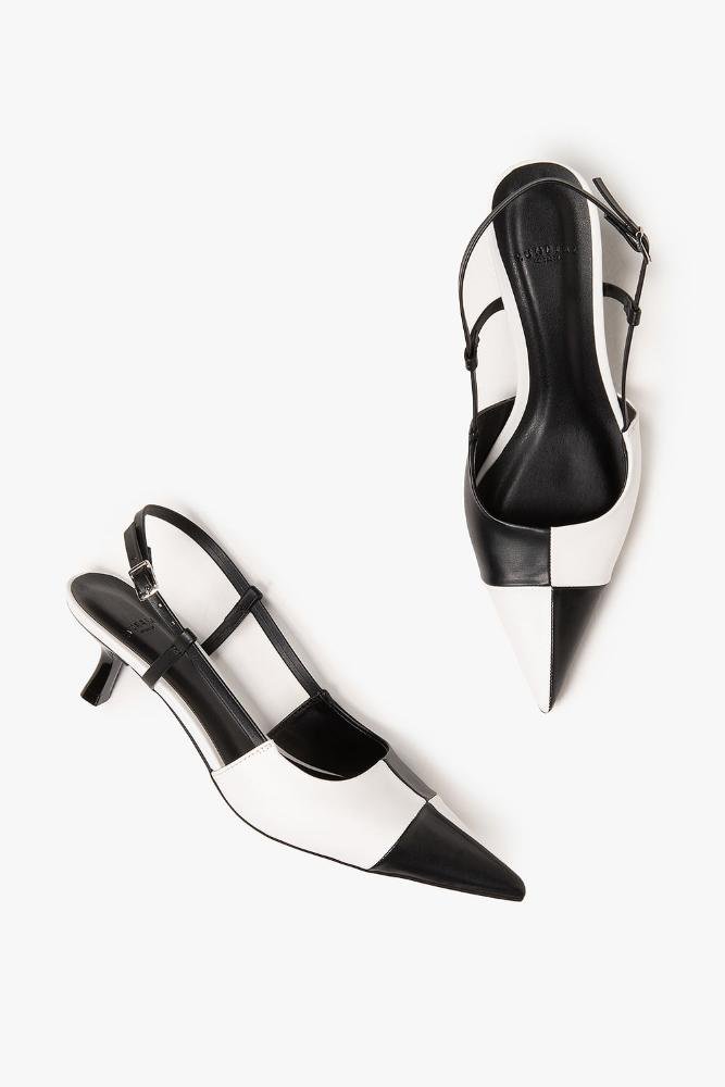 Scarpin Feminino Slingback Mundial Julieta Branco/Preto 3
