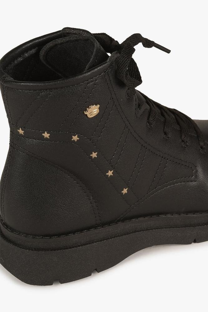 Bota Infantil Coturno Pink Cats Patrícia Preto 2