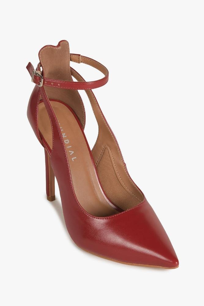 Scarpin Feminino Recorte Salto Alto Mundial Roxanne Vermelho 4