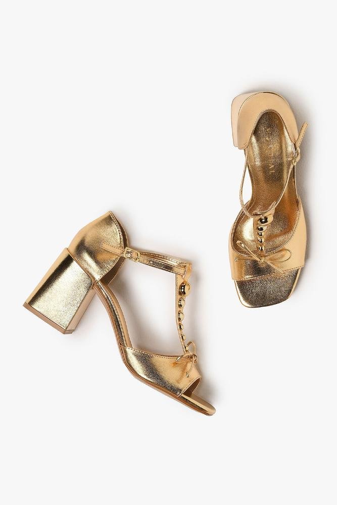 Sandália Feminina Peep Toe Mundial Luciele Dourado 4