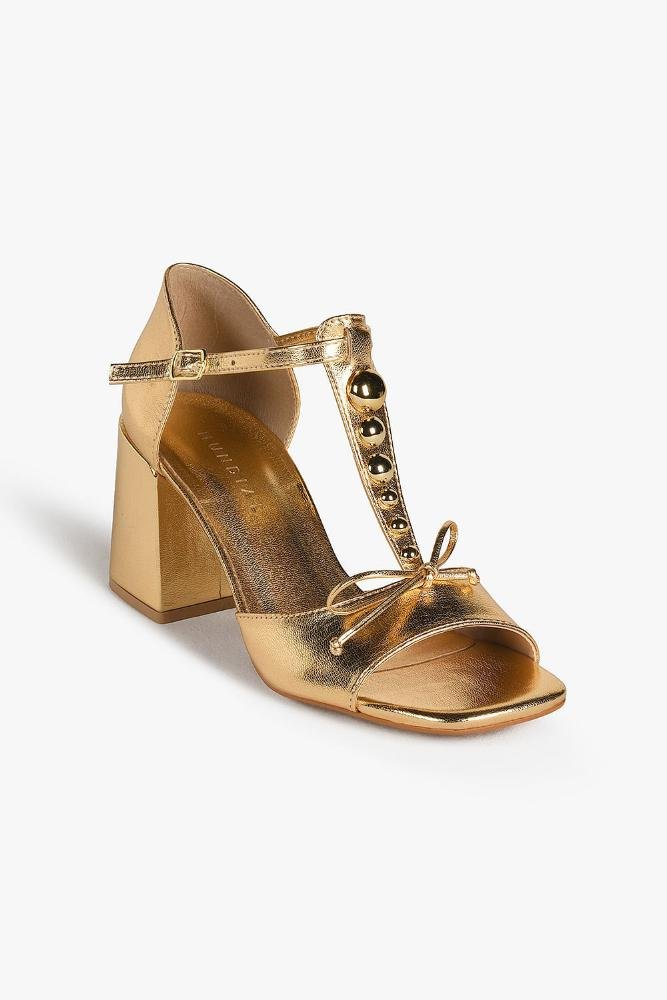 Sandália Feminina Peep Toe Mundial Luciele Dourado 5
