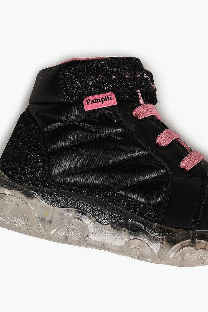 Tênis Infantil Cano Alto Pampili Taty de Led Preto 3