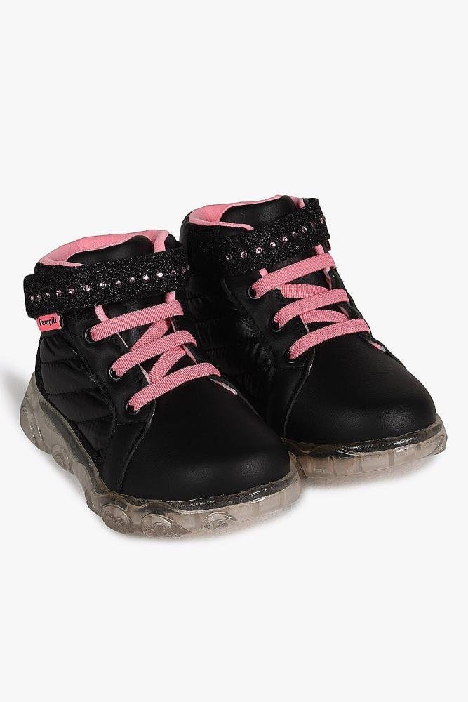 Tênis Infantil Cano Alto Pampili Taty de Led Preto 5