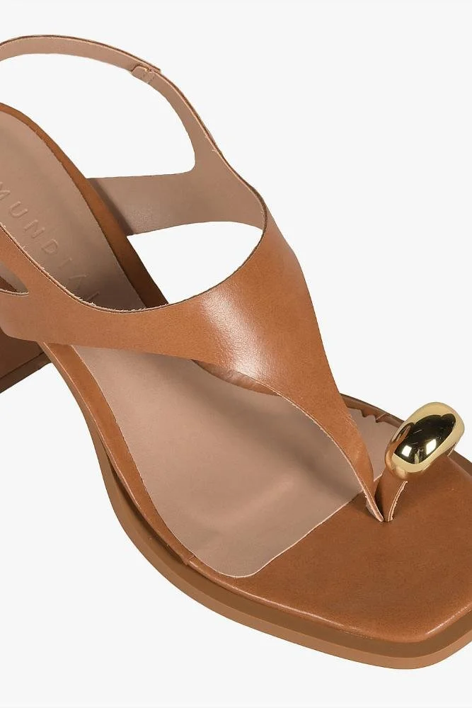 Sandália Feminina Salto Alto Mundial Fabricia Marrom 2