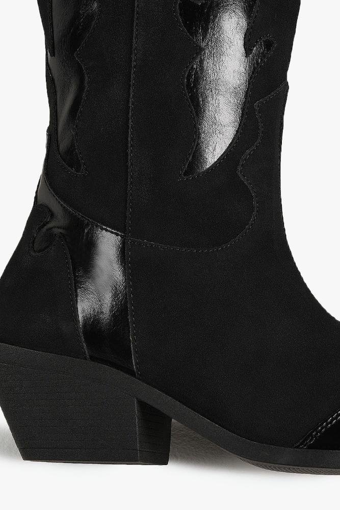 Bota Texana Feminina Cano Médio Mundial Lenice Preto 2