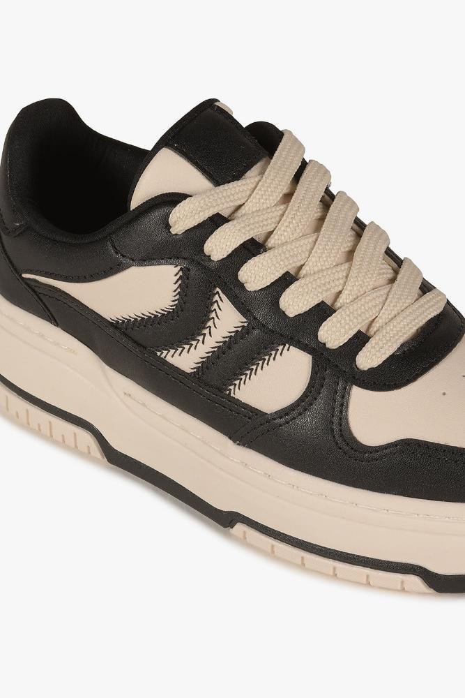 Tênis Feminino Casual Mundial Elesya Off White/Preto 2