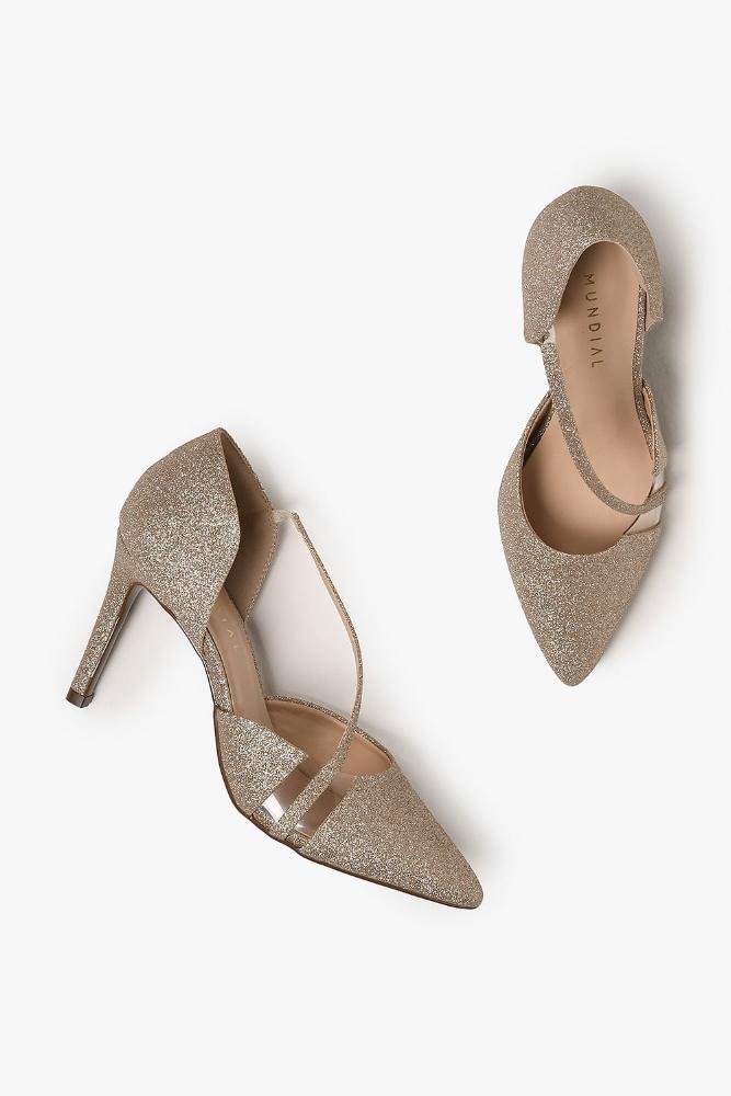 Scarpin Feminino Salto Alto Mundial Olivya Dourado 3