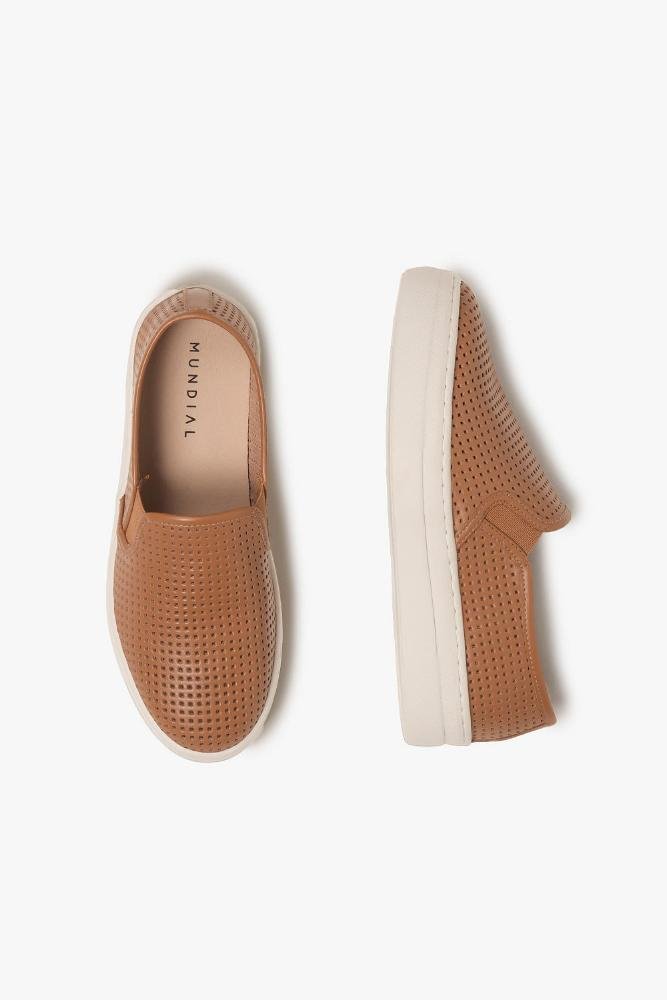 Tênis Feminino Slip On Mundial Rhea Caramelo 3
