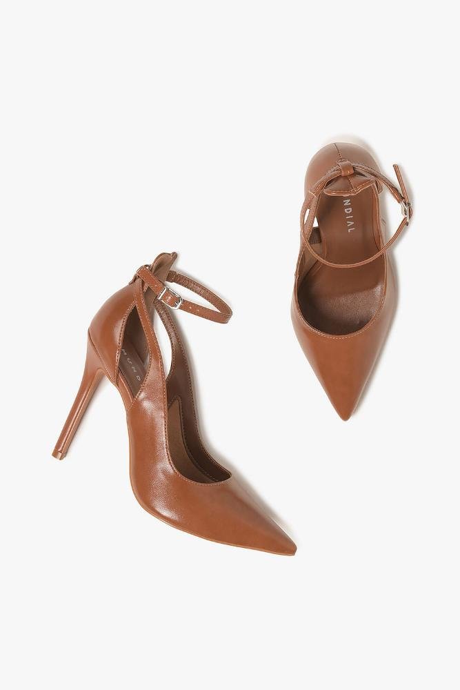 Scarpin Feminino Recorte Salto Alto Mundial Roxanne Caramelo 3