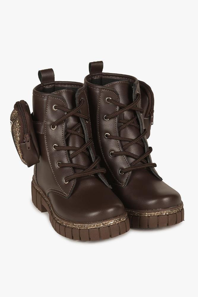 Bota Infantil Coturno Cano Curto Nilqi Gih Café 4