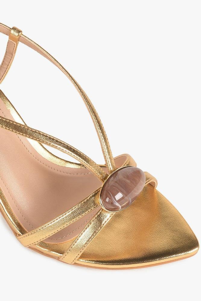 Sandália Feminina Salto Alto Mundial Millie Dourado 6