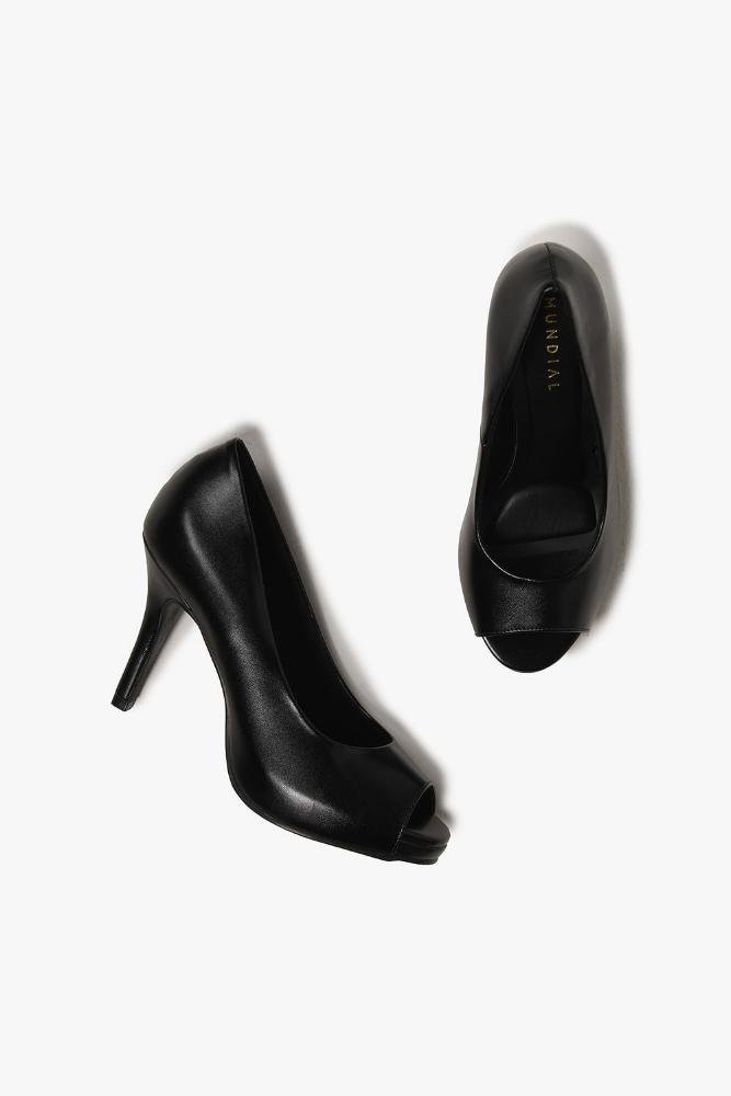 Sapato Feminino Peep Toe Salto Alto Mundial Luiza Preto 5