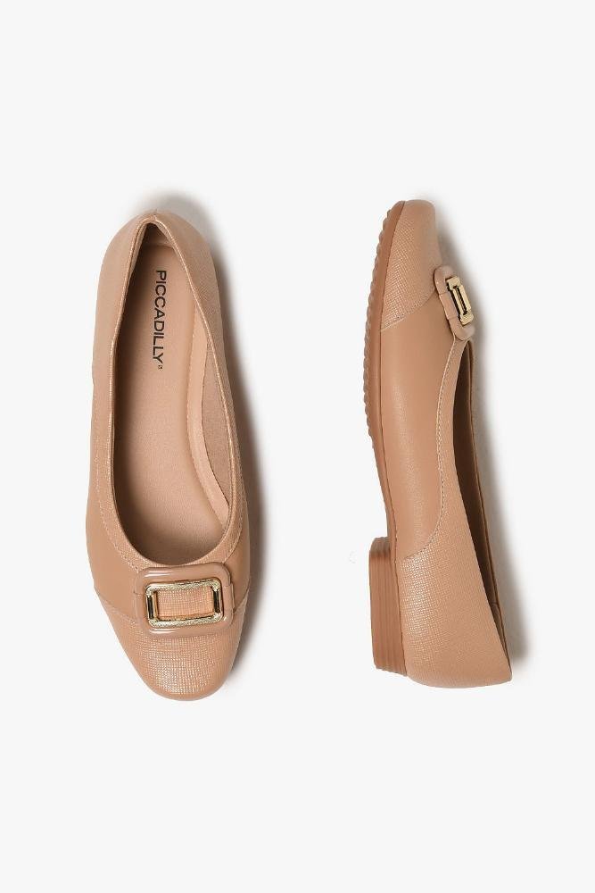 Conforto Feminino Bico Quadrado Piccadilly Derci Bege 3